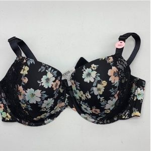 NWT LVR BLK FLORAL Lightly Lined, 38D  *P1085
